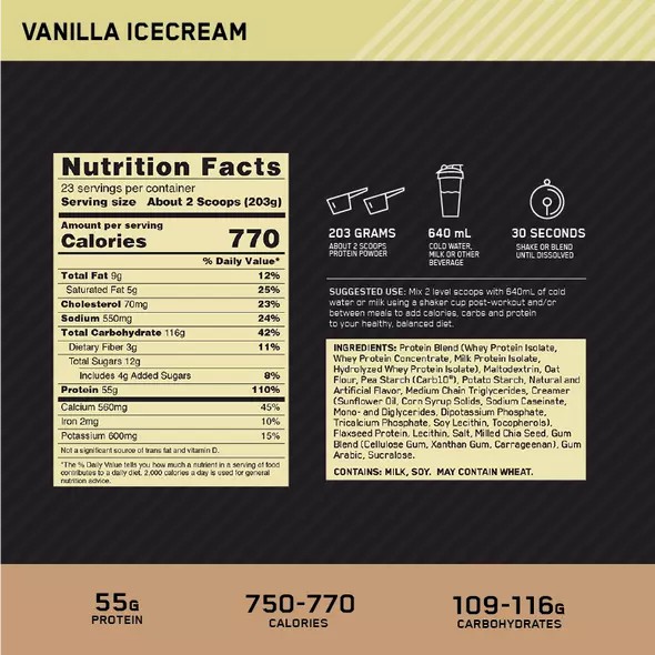 Optimum Nutrition Gold Standard Gainer Vanilla 4.67kg Philippines | 67598-PAKG