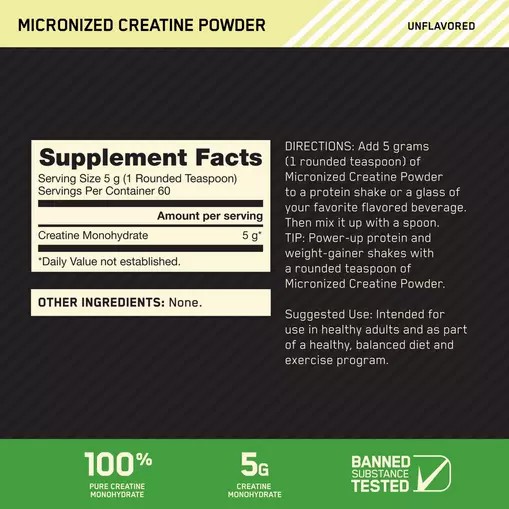 Optimum Nutrition Micronized Creatine Powder Unflavored 0.66 lb (60 Servings) Philippines | 80312-ZKCS